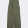 Cotton gabardine trousers, dark green