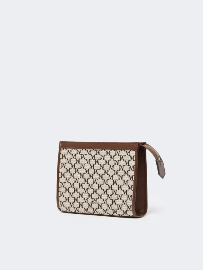Cotton jacquard extra small pouch, black