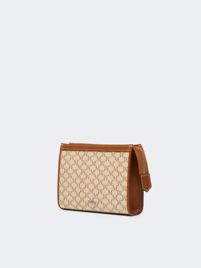 Cotton jacquard extra small pouch, hazelnut brown