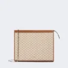 Cotton jacquard medium pouch, hazelnut brown