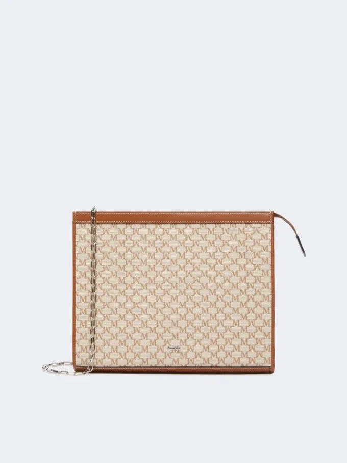 Cotton jacquard medium pouch, hazelnut brown