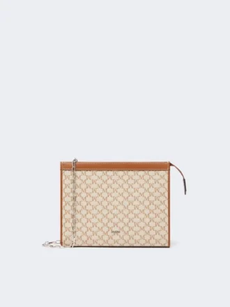 Cotton jacquard small pouch, hazelnut brown