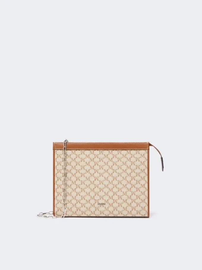 Cotton jacquard small pouch, hazelnut brown Cotton jacquard small pouch, hazelnut brown