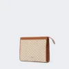 Cotton jacquard small pouch, hazelnut brown Cotton jacquard small pouch, hazelnut brown