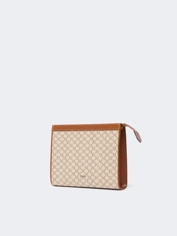 Cotton jacquard small pouch, hazelnut brown Cotton jacquard small pouch, hazelnut brown