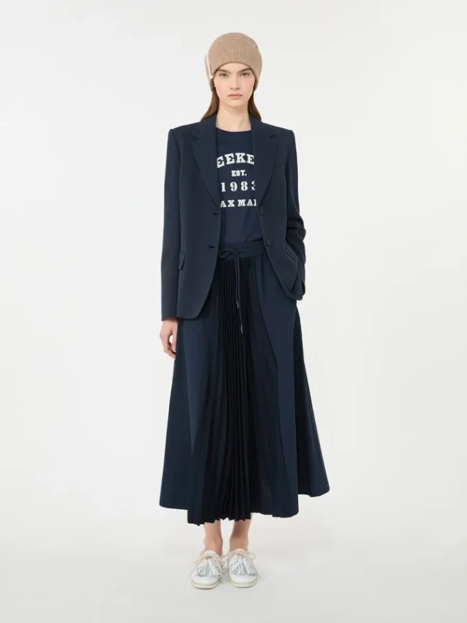 Cotton jersey blazer, navy