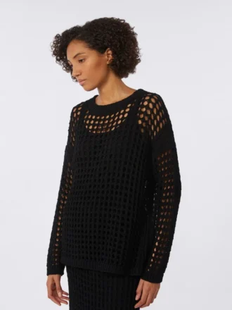Cotton mesh jumper, black