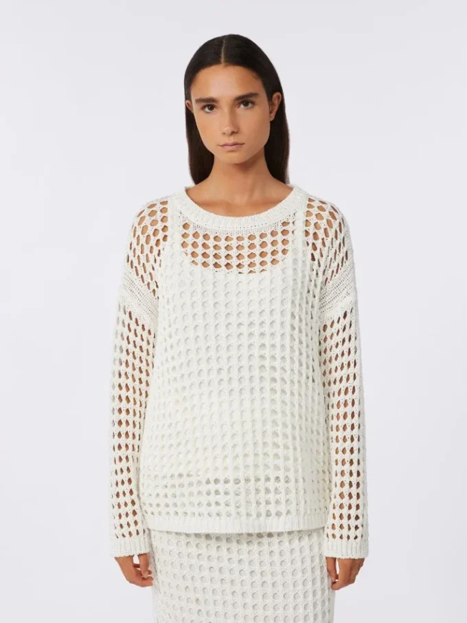 Cotton mesh jumper, optical white