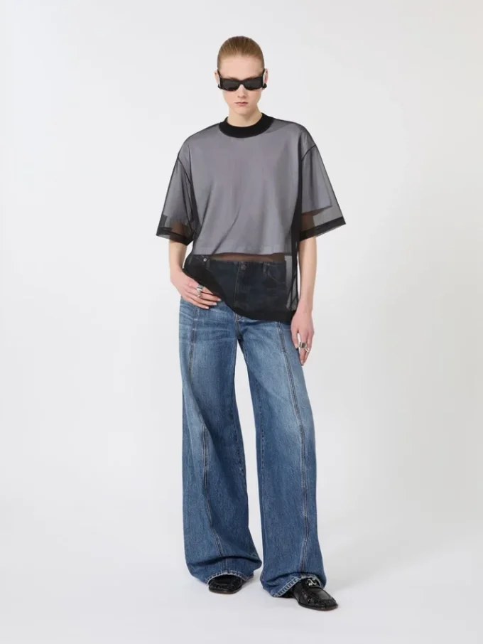 Cotton overlay t-shirt, optical white