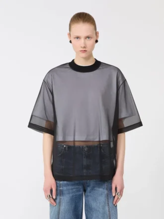 Cotton overlay t-shirt, optical white
