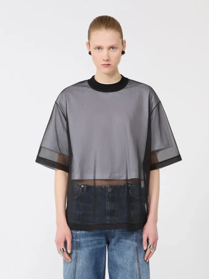 Cotton overlay t-shirt, optical white