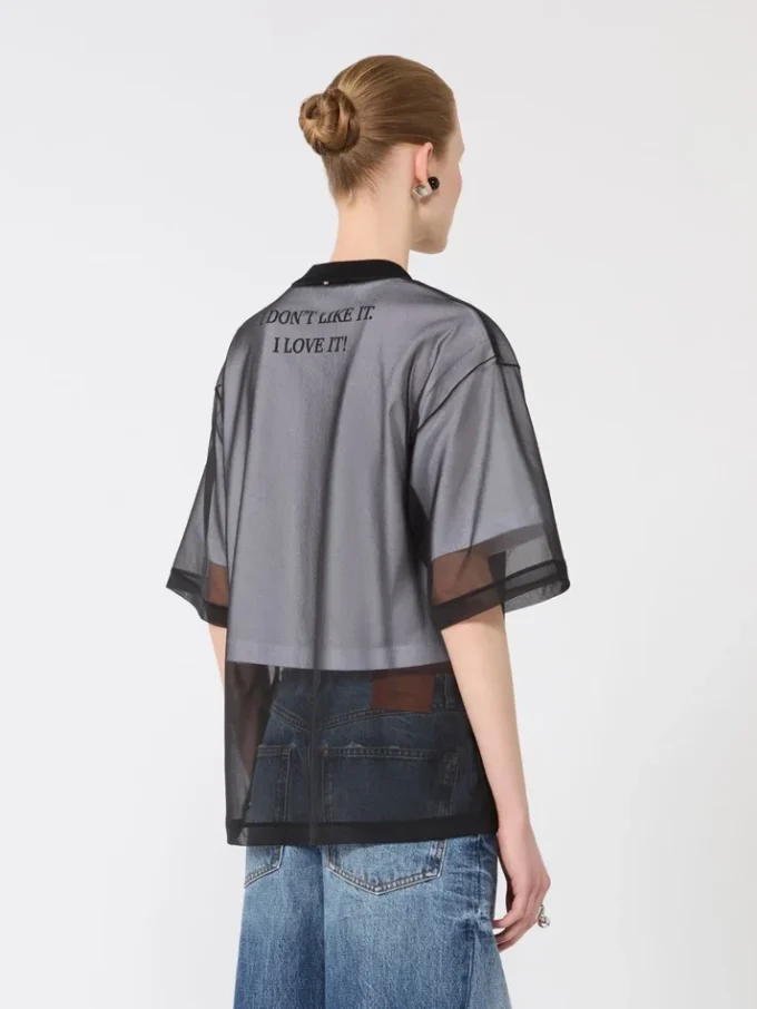 Cotton overlay t-shirt, optical white