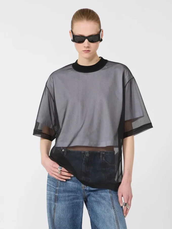 Cotton overlay t-shirt, optical white