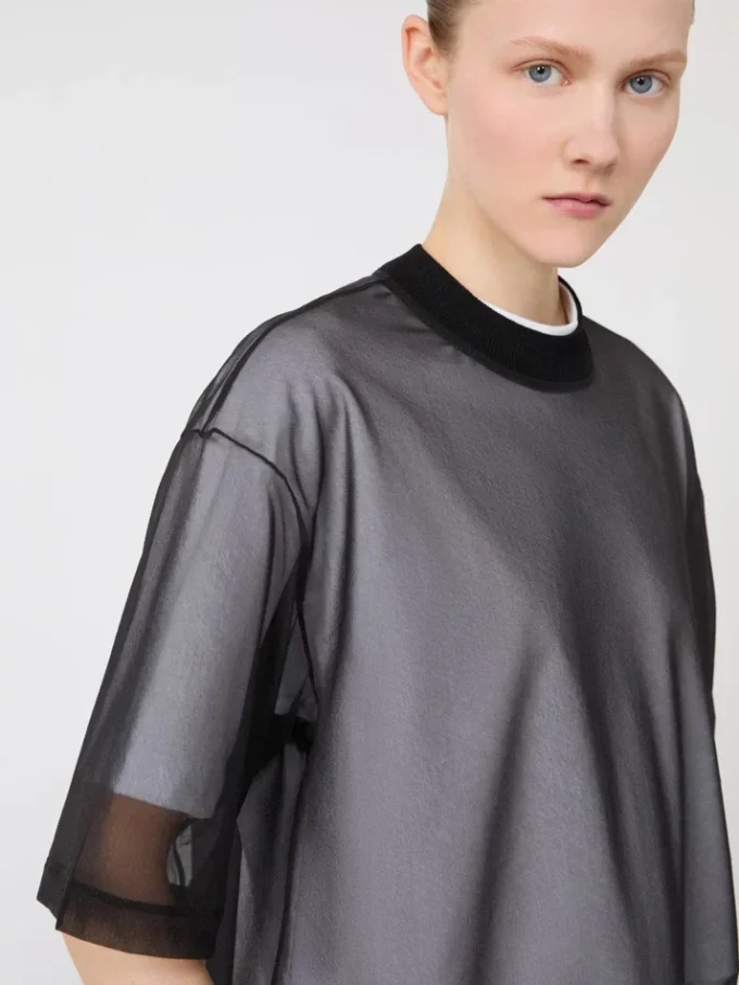 Cotton overlay t-shirt, optical white