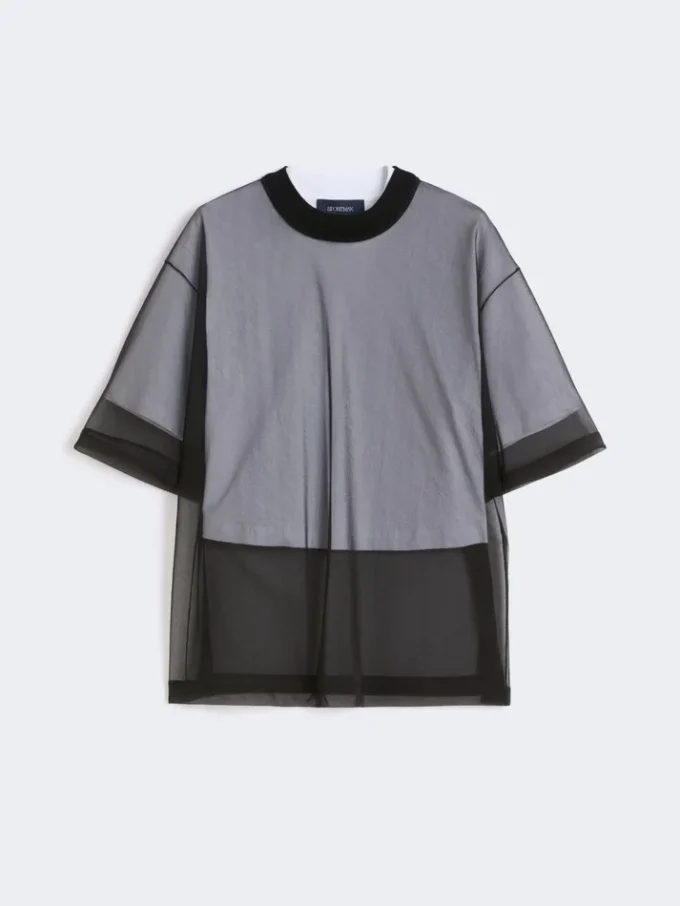 Cotton overlay t-shirt, optical white
