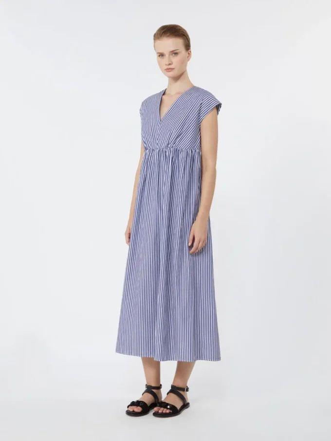 Cotton-poplin a-line dress, navy Cotton-poplin a-line dress, navy