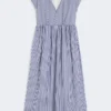 Cotton-poplin a-line dress, navy Cotton-poplin a-line dress, navy