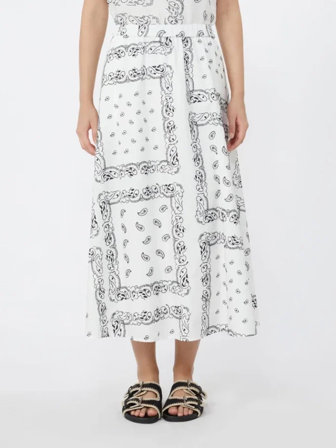 Cotton-poplin midi skirt, white Cotton-poplin midi skirt, white