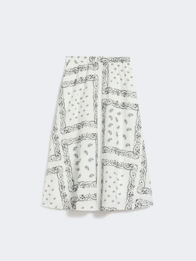Cotton-poplin midi skirt, white Cotton-poplin midi skirt, white