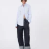 Cotton poplin shirt, avio