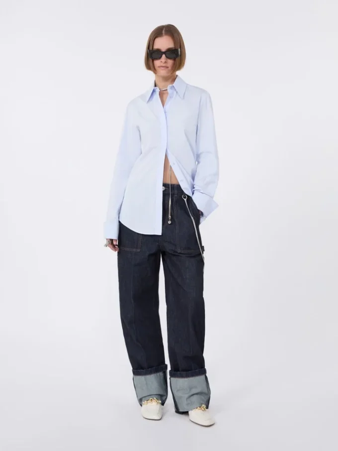 Cotton poplin shirt, avio