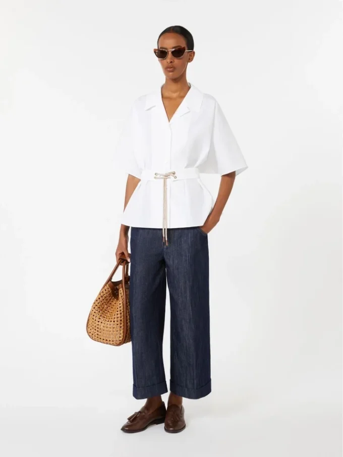 Cotton poplin shirt, white
