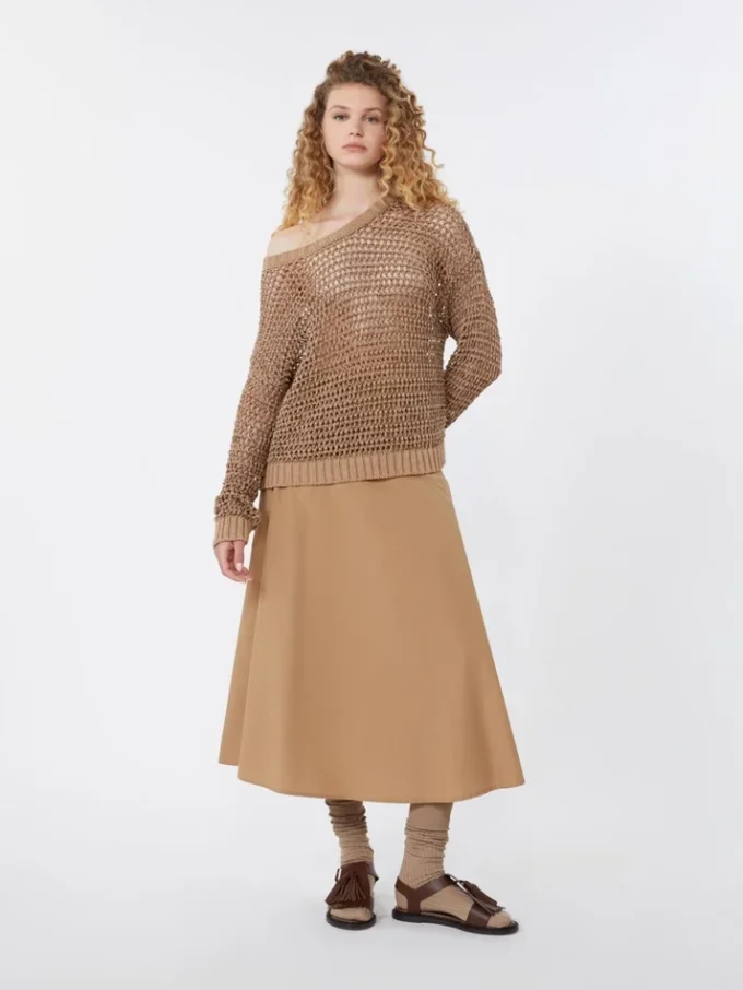 Cotton-poplin skirt, tobacco Cotton-poplin skirt, tobacco