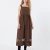 Cotton-poplin sleeveless dress, chocolate Cotton-poplin sleeveless dress, chocolate