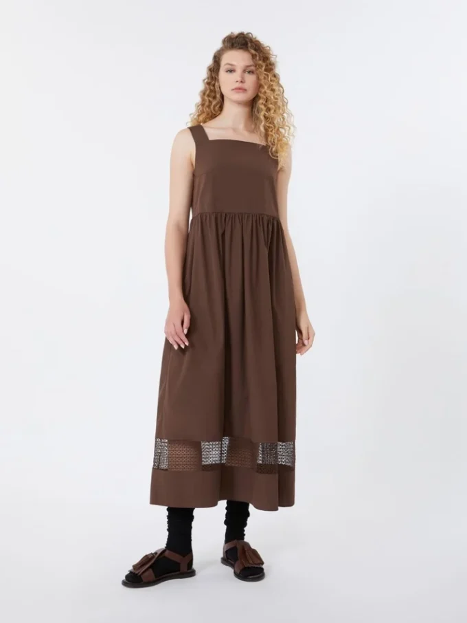 Cotton-poplin sleeveless dress, chocolate Cotton-poplin sleeveless dress, chocolate