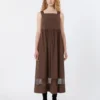 Cotton-poplin sleeveless dress, chocolate Cotton-poplin sleeveless dress, chocolate