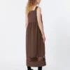 Cotton-poplin sleeveless dress, chocolate Cotton-poplin sleeveless dress, chocolate
