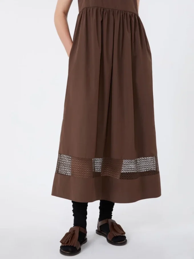Cotton-poplin sleeveless dress, chocolate Cotton-poplin sleeveless dress, chocolate