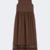 Cotton-poplin sleeveless dress, chocolate Cotton-poplin sleeveless dress, chocolate