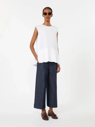 Cotton poplin top, white