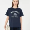 Cotton t-shirt with graphic print, navy
