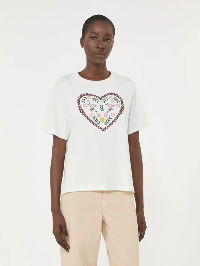 Cotton t-shirt with graphic print, white
