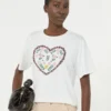 Cotton t-shirt with graphic print, white