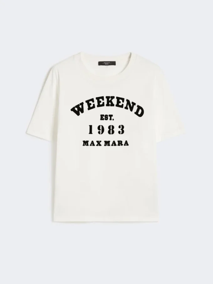 Cotton t-shirt with graphic print, white