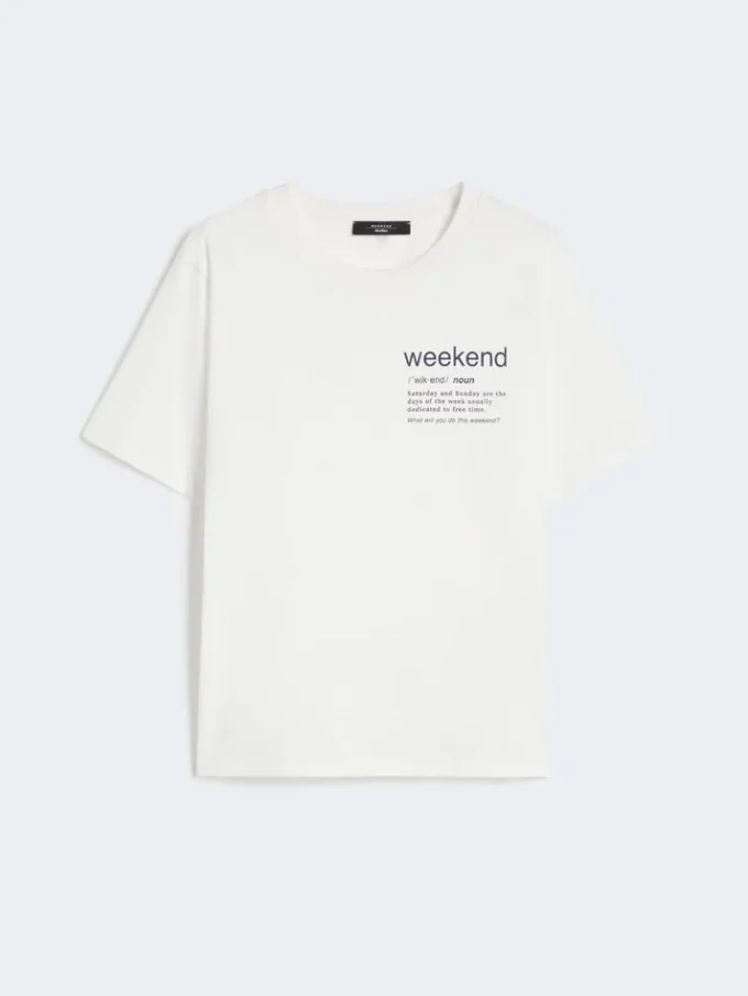 Cotton t-shirt with graphic print, white