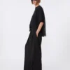 Cotton t-shirt with pleated back, black