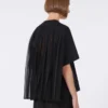 Cotton t-shirt with pleated back, black
