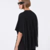 Cotton t-shirt with pleated back, black