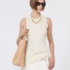 Cotton vest top, ecru