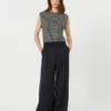 Cotton yarn gilet, navy
