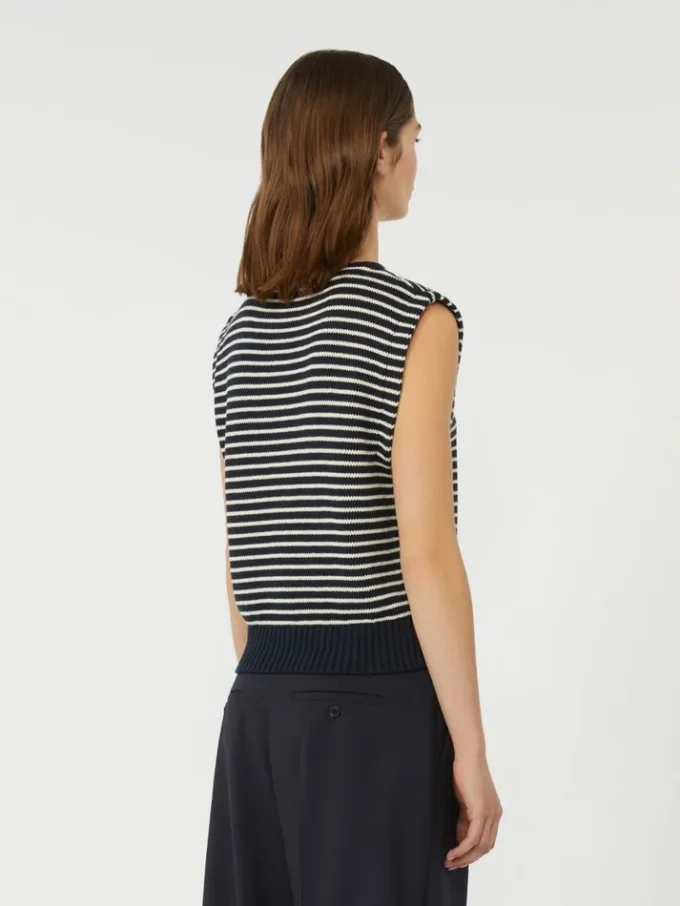 Cotton yarn gilet, navy