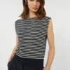 Cotton yarn gilet, navy