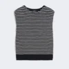 Cotton yarn gilet, navy