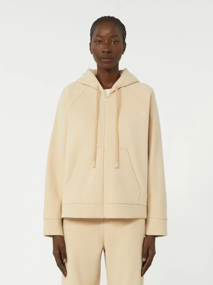 Cotton zip-up sweatshirt, sand