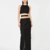 Silk jacquard midi skirt, black