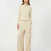 Cropped cotton cardigan, ecru